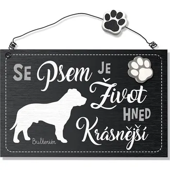 Domovní cedule Nekupto Dekorace cedule se psem - Bulteriér