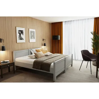 Postel Hotelová postel z masivu Antoaneta TWIN šedá 2x 80x200 cm + rošt ZDARMA