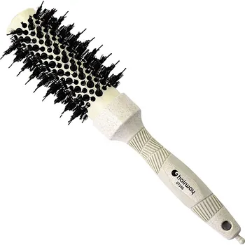 Kulatý foukací kartáč z organického materiálu se třemi typy štětin Hairway Organica - krémový, 34 mm (07166) + dárek zdarma