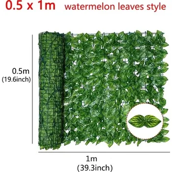 Plot Umělý plotový panel s listy pro zahradu a balkon - 0,5 x 1M listy melounu