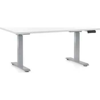 Psací stůl Výškově nastavitelný stůl OfficeTech D, 120 x 80 cm, šedá podnož, bílá