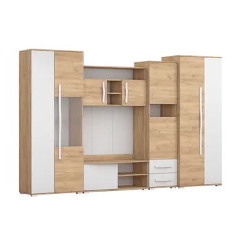 Obývací stěna IDZ Obývací stěna LAURA, 320 cm Zlatý dub / Bílá