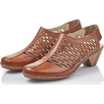 Dámské lodičky Dámské kožené lodičky 46755-24 Rieker hnědé Barva: braun, Velikost: 39