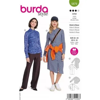 Volný čas Střih Burda číslo 5879 na šaty a halenku -