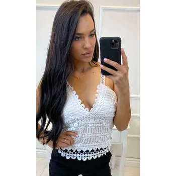 Dámský letní CROP TOP síťkovaný MFY bílá, VELIKOST UNI ( XS, S, M )