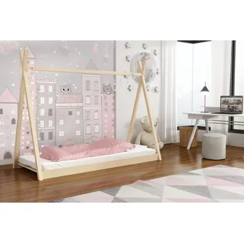 Postel Dřevěná postel DOMEK 05 80x200 cm borovice masiv - více odstínů