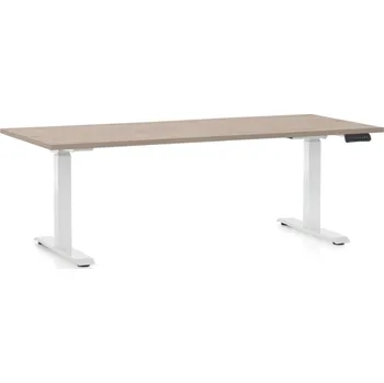 Psací stůl Výškově nastavitelný stůl OfficeTech D, 180 x 80 cm, bílá podnož, dub