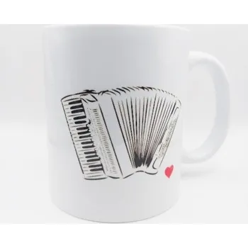 Bílý hrnek v krabičce - akordeon nebo také harmonika