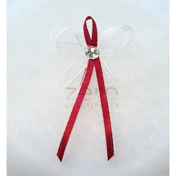 Svatební dekorace Vonička (vývazek) svatební - bordó s diamantem