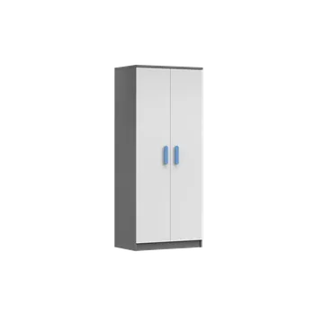 Šatní skříň IDZ Šatní skříň SMYK II 2D 06, 80 cm Bílá / Grafit + Barevné úchytky Barva: Modrá