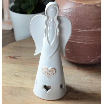 Svícen Keramický anděl se srdíčkem na svíčku
