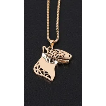 Náhrdelník BULTERIÉR HLAVA Č.1 - náhrdelník s přívěskem - zlatý 1ks ŠP/FO