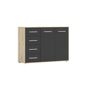 Komoda IDZ Komoda FRIDA 2D4S 01, 135 cm Černá / Dub Artisan