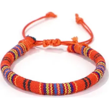 Náramek Bavlněný tibetský náramek pro štěstí a harmonii - oranžový