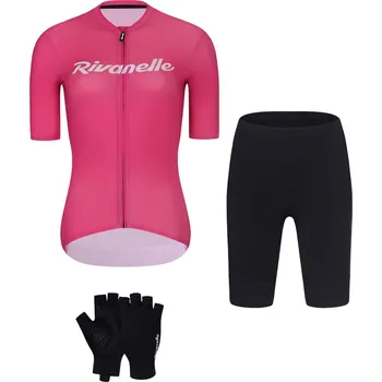 cyklistický dres RIVANELLE Cyklistický mega set - DRAW UP - růžová/černá