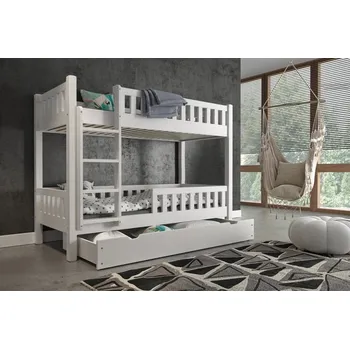 Postel Patrová postel Matyas bílá 90x200 cm + zásuvka + rošty ZDARMA