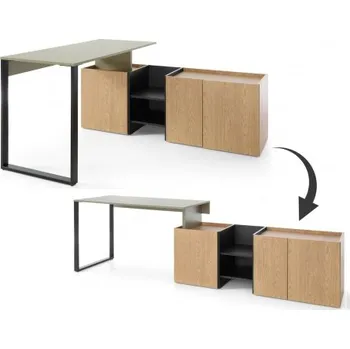 Psací stůl Psací stůl se skříňkou Raquel - dub písečný/zelená/černá