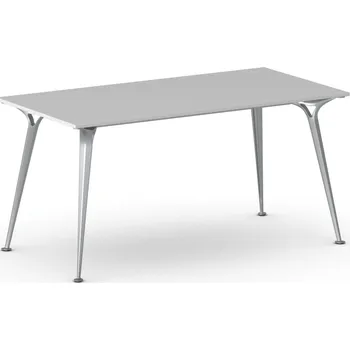 Psací stůl Jednací kancelářský stůl PRIMO ALFA, 160x80 cm, šedostříbrná podnož, šedá