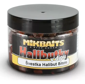 Nástraha MIKBAITS Halibutky v dipu 150ml - Švestka Halibut 8mm