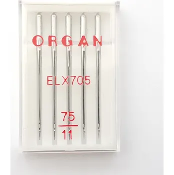 Příslušenství k šicímu stroji Jehly Organ ELx705 chrom pružné látky, síla 75 speciální pro overloky a coverloky