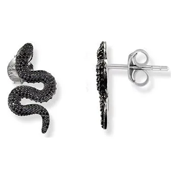 Náušnice Stříbrné náušnice SEINERZEIT Had Mamba černá SZA-2990-258