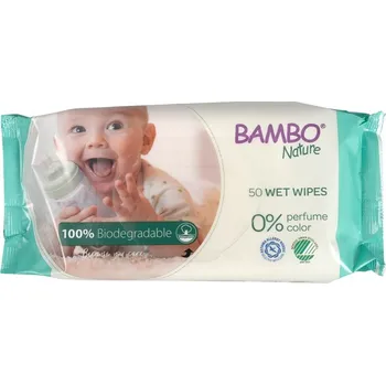 Hygienický ubrousek BAMBO Nature Ubrousky vlhčené biologicky rozložitelné, 50 ks