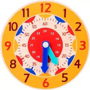 Hodiny Dřevěné výukové hodiny - ORANŽOVÉ (Značka: BUSY BOARD)