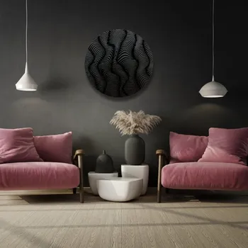 Obraz Kamohome Dřevěný obraz na zeď v abstraktním stylu WAVES Barva: Červená