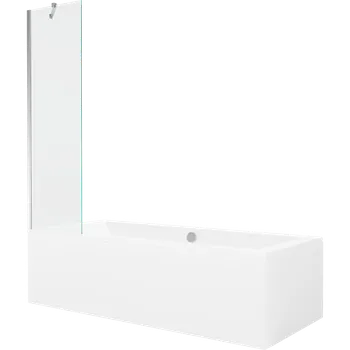 Vana Mexen Cube obdélníková vana 170 x 80 cm s panelem a 1dílnou zástěnou 50 cm, transparentní, chrom - 550517080X9505000001 Vany se zástěnou