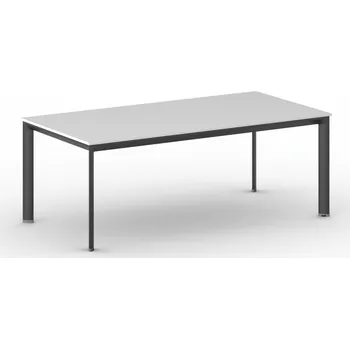 Psací stůl B2B Partner Jednací kancelářský stůl PRIMO INVITATION, 200x100 cm, černá podnož, bílá