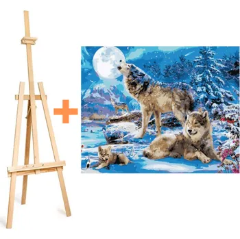 Malířský stojan Malířská-Plátna.cz Dětský set na malování - stojan a plátno na vymalování Smečka vlků