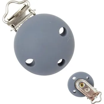 Klip na dudlík silikový 30mm šedý