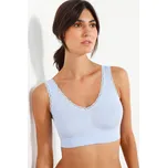 Blancheporte Sada 3 bolerkových bezešvých podprsenek ze strečového mikrovlákna, bez kostic modrá+růžové dřevo+tělová 38/40