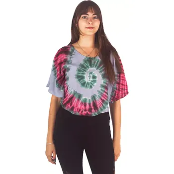 Dámské pončo Batikované letní pončo Spiral Grey-Pink Short, Sittar.cz UNI