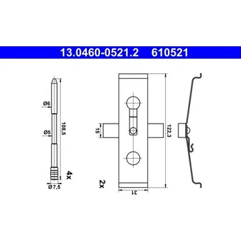 Brzdový systém Sada příslušenství, obložení kotoučové brzdy ATE 13.0460-0521.2