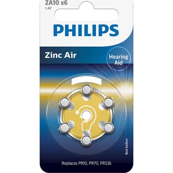 Článková baterie Philips Baterie do naslouchadel PHILIPS ZA10B6A/00 modrá 6x20x20 mm
