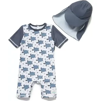 Dámské plavky Jednodílné plavky/overal s krátkými rukávy a čepicí (18-24 m) - ŽELVY (Značka: BONVERANO)