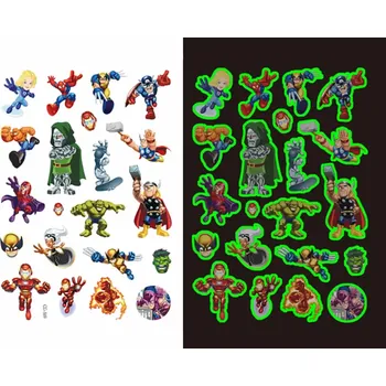 Odstranitelné tetování Dětské dočasné tetování - SVÍTÍCÍ VE TMĚ- THE AVENGERS (The Super Hero Squad Show) 3 (Značka: TAKARA TOMY)