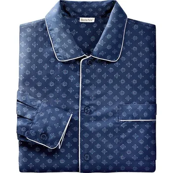 Pánské pyžamo Blancheporte Prodloužený pyžamový kabátek s potiskem nám.modrá 117/126