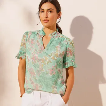 Dámská halenka Blancheporte Halenka s potiskem, recyklovaný polyester zelená/růžová 50