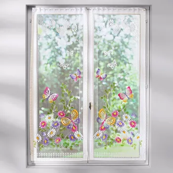 Záclona Blancheporte Rovná záclona Motýli barevný potisk 60x160 cm