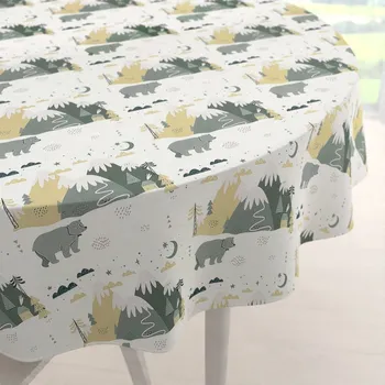 ubrus Sametový kulatý ubrus Tamara TMR-031 Medvědi v horách Ø 60 cm