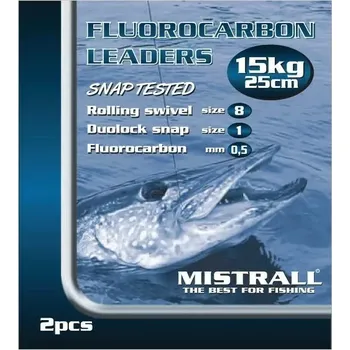 Mistrall fluorokarbonový návazec na dravce 15 kg Velikost 20cm, 2ks/bal