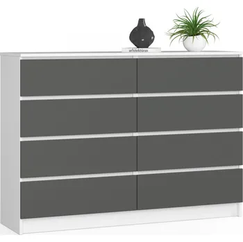 Šatní skříň Komoda K140 8SZ - bílá/grafit