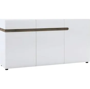 Kombinovaná komoda Lynatet typ 40 bílá extra vysoký lesk HG / dub sonoma tmavý