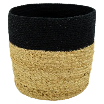 Úložný box Košík jutový XL, juta, bavlna, přírodní, černý, ø 30 cm&nbsp;384581-1