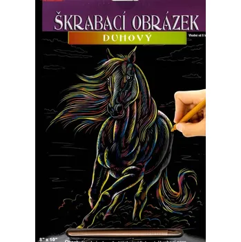 omalovánky Škrabací obrázek duhový 20 x 25 cm kůň s hřívou