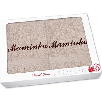 Ručník Vánoční sada ručníku a osušky MAMINKA béžová