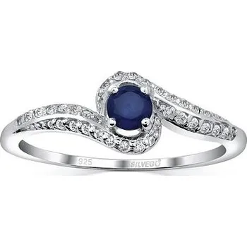 Prsten Stříbrný prsten IDONEA s přírodním safírem velikost obvod 48 mm FNJR016sa-obvod 48 mm