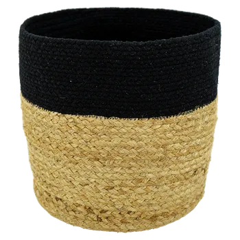 Úložný box Košík jutový S, juta, bavlna, přírodní, černý, ø 15 cm&nbsp;384581-4